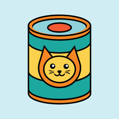Obraz premium Illustration of canned cat food with a cute cat face design