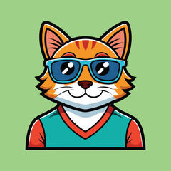 Cool cat with sunglasses and v neck shirt posing for the camera