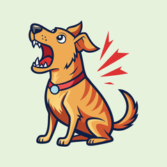 Cartoon dog barking loudly, with exclamation marks showing the noise