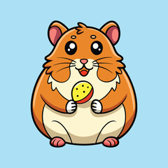 Cute Cartoon Hamster Holding a Toy Ball on Light Blue Background