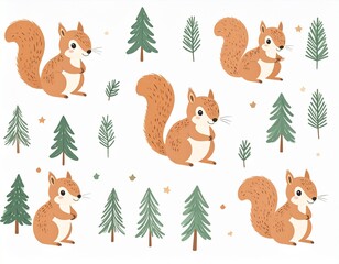 Naklejka premium Adorable Squirrel Illustration for Woodland-Themed Kids’ Room and Nursery Decor