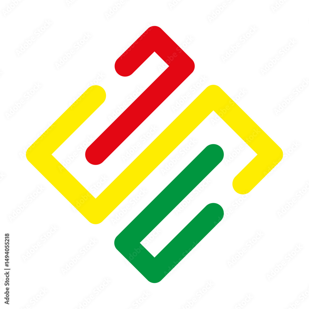 Poster arrow color pattern. multicolor line figure. abstract vector icon. red yellow green.