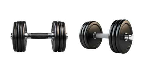 Realistic Transparent Dumbbells on Isolated Background for Fitness Themes