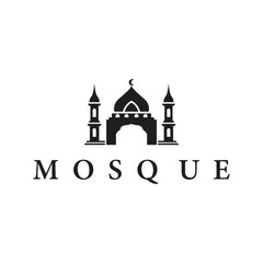 mosque logo design concept of a place of worship with a minimalist black silhouette mosque temple commemorating Islamic day