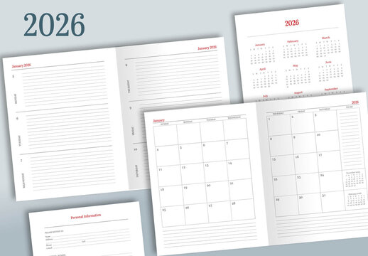 2026 Planner Monthly Weekly Layout