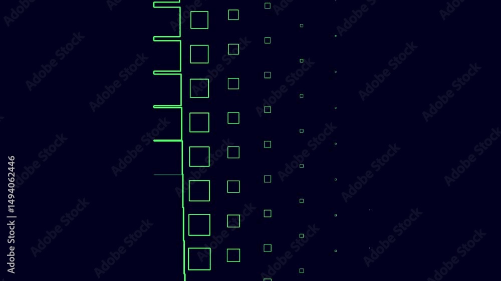 Poster green glowing square shapes scrolling left to right animation