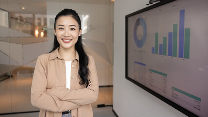 Professional confidence, leadership, and business intelligence. Portrait of Asian female marketing...