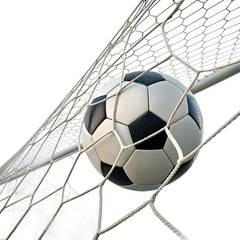 soccer ball in goal net