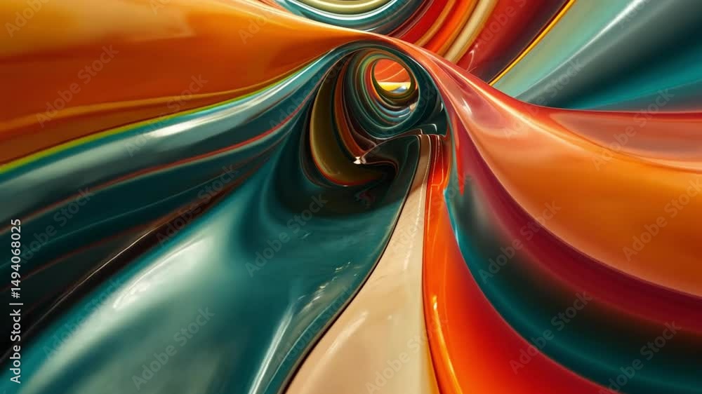Poster vibrant abstract swirl of colorful fluid shapes mesmerizing visual experience of movement and depth 