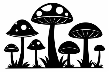 mushrooms silhouette vector