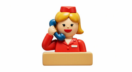 Cartoon receptionist answering the phone