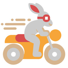 Stylized Rabbit Riding Motorcycle Illustration