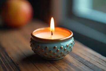 Tiny, adorable mini candle in a decorative container, perfect for gifts or home decor , charming, small candle