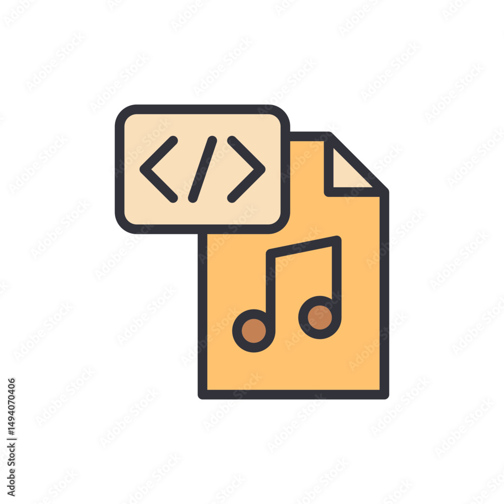 Poster audio coding file combination representing technological music production