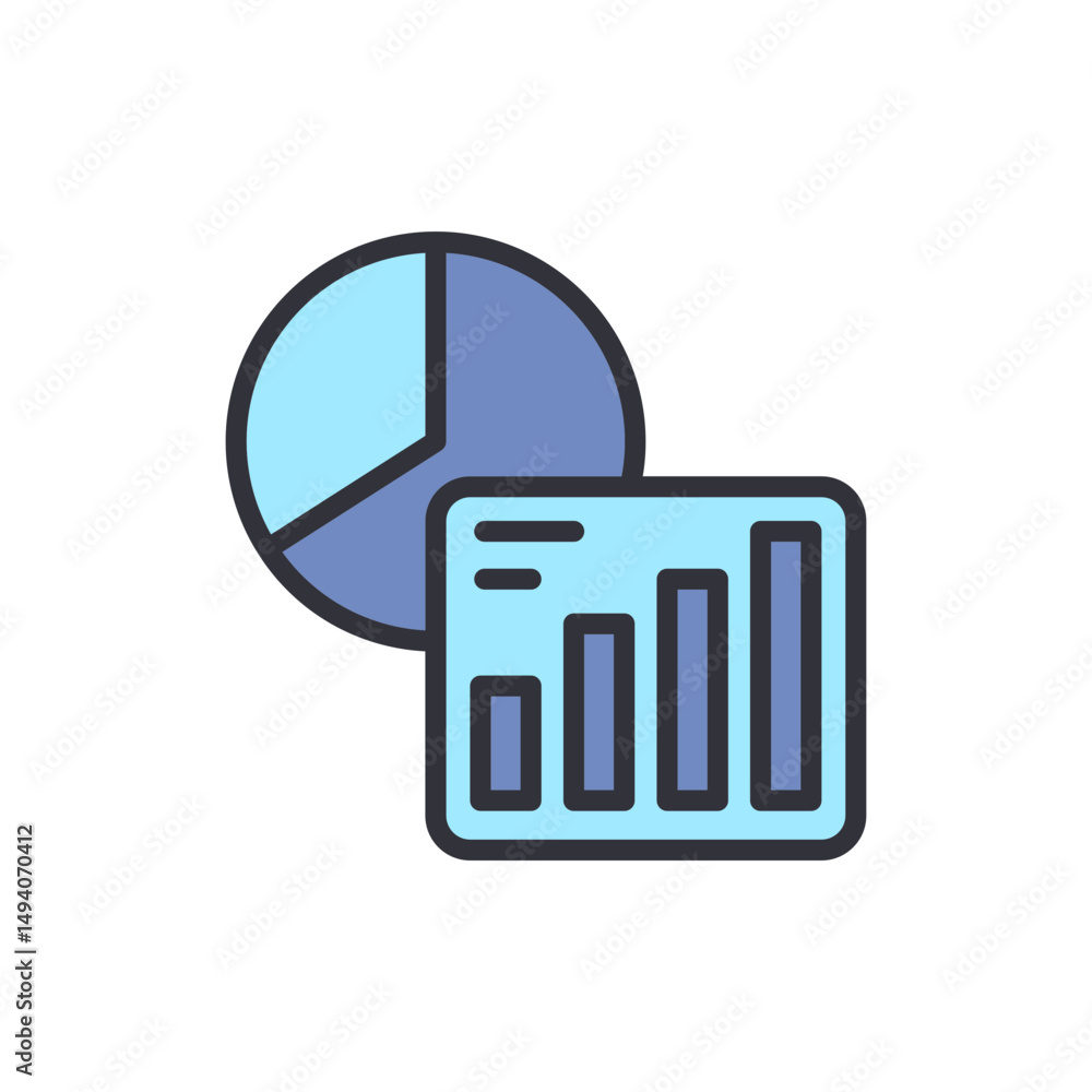 Poster graphical data presentation displaying chart and bar graph elements