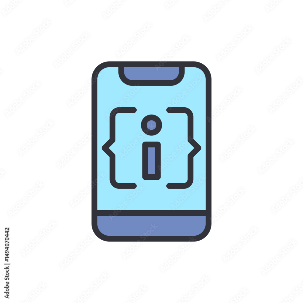 Poster smartphone icon displaying app information and coding details