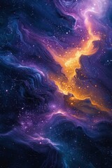 Colorful Nebula in Deep Space with Swirling Purple Blue Orange Dust and Stars Cosmos Astro