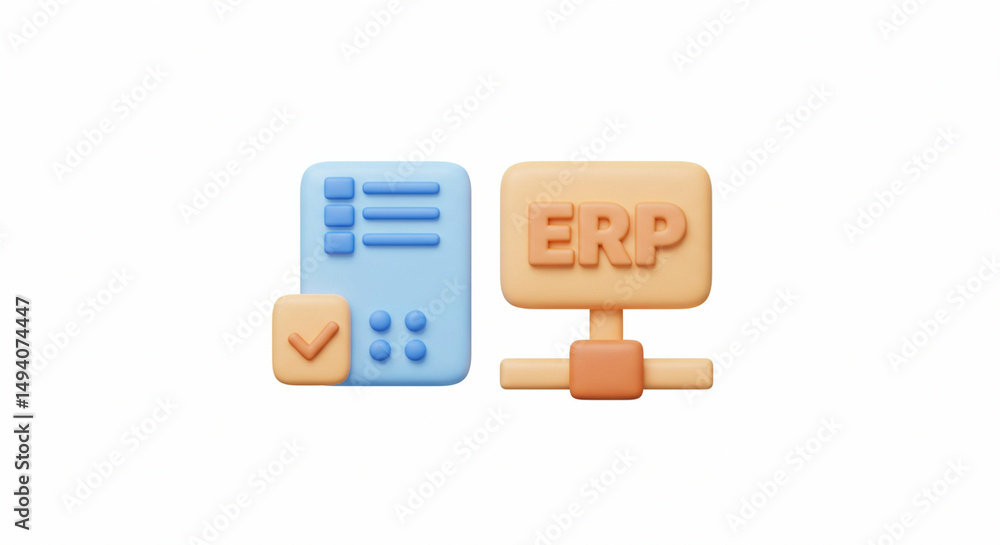Poster data processing icons displaying enterprise system