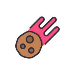 Whimsical Comet With Fiery Trail Flying Through Space Illustration