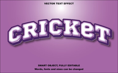 Cricket word sports text effect d style eps file.