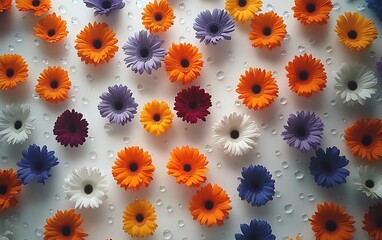 Fototapeta premium Colorful flowers on white background