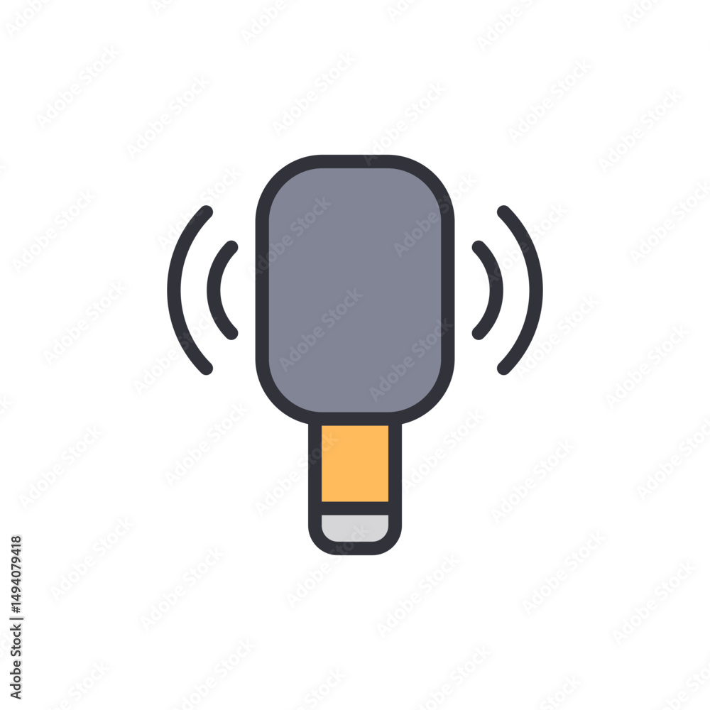 Poster stylized audio recording device depicting sound waves on transparent style