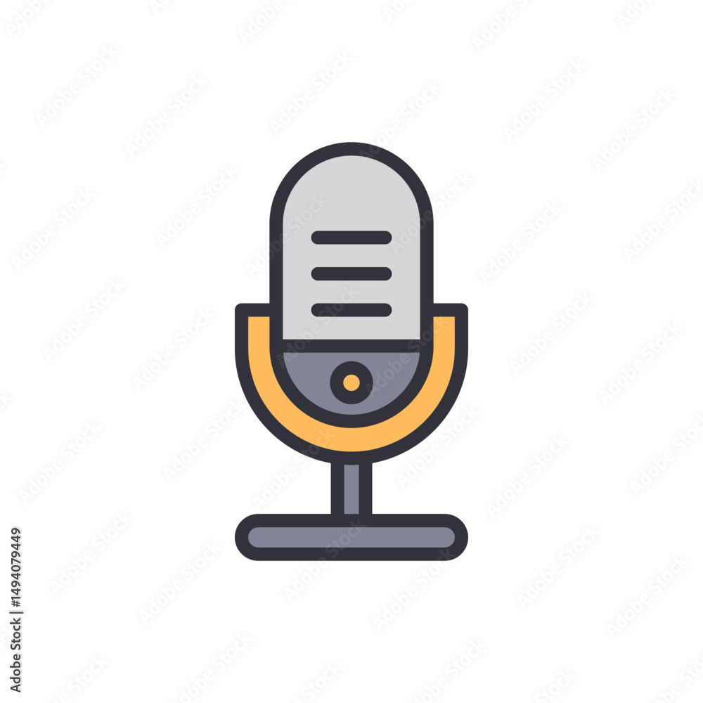 Poster retro style microphone with transparent background for podcast recording