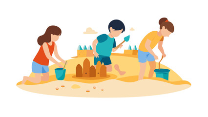 children playing on the beach