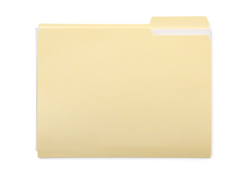 One paper file folder isolated on white, top view