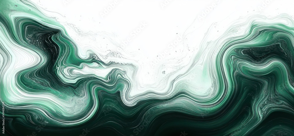 Aufkleber abstract swirling waves of green, teal, and white creating a fluid, marble-like texture with smooth,