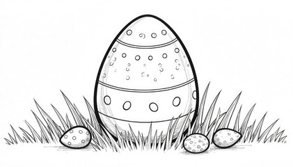 A charming black and white line drawing of an Easter egg ready to be colored Perfect for kids' crafts and holiday activities , holiday activity, drawing