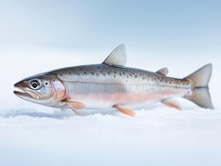 Fototapeta premium A colorful fish lies on snow