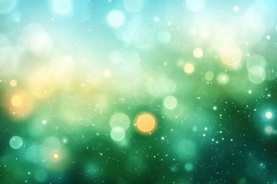 soft glowing bokeh lights with blurred pastel blue green and yellow background evoking calm and dreamy atmosphere