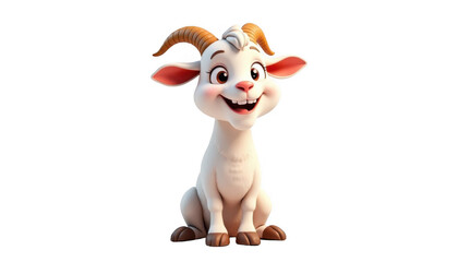 Joyful goat cartoon standing and smiling