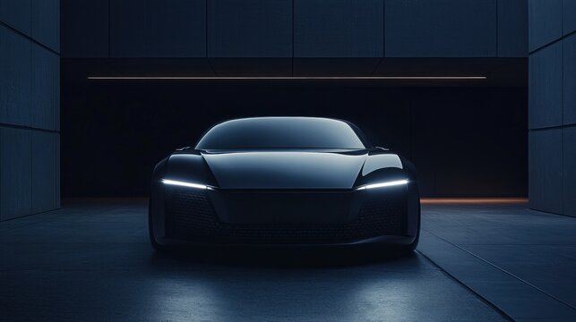 Futuristic electric vehicle design showcasing its elegant contours and glowing accents