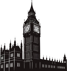 Silhouette of Big Ben and the Houses of Parliament.