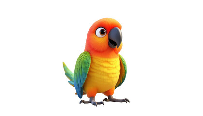 Colorful Cartoon Parrot with Open Wings