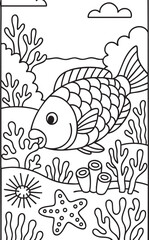 Fototapeta premium Undersea Adventure with Cute Sea Creatures – Coloring Page