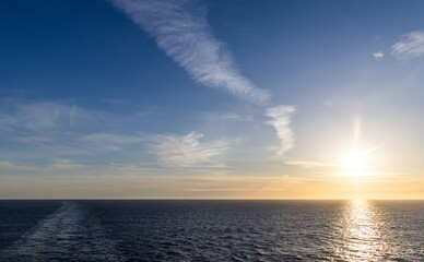 Tranquil Sunset Over the Pacific Ocean Horizon on the West Coast