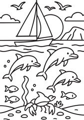 Undersea Adventure with Cute Sea Creatures &ndash; Coloring Page
