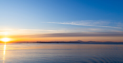 Serene Sunrise Over Pacific Ocean Near Vancouver BC Coastline