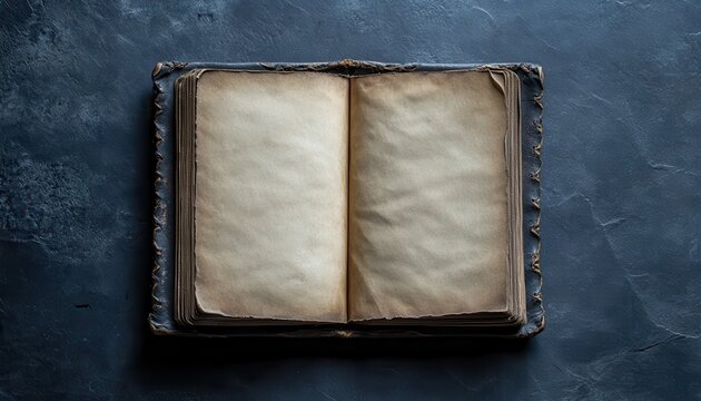 Livre ancien ouvert sur fond sombre