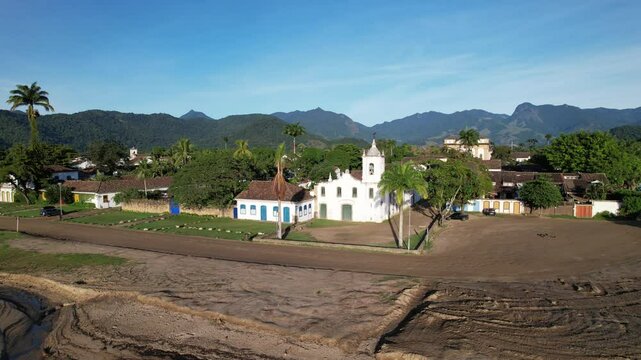 Stunning aerial view of Paraty, Rio de Janeiro, showcasing the vibrant coastal town and surrounding nature.