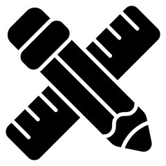 Pencil And Ruler Solid Icon