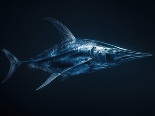 Swordfish emerges from deep blue