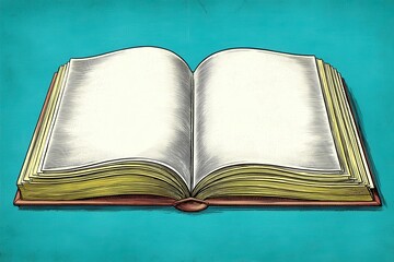 Livre ouvert sur fond turquoise