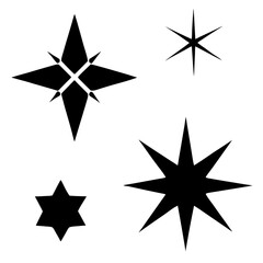 Obraz premium Collection of four different black star icons
