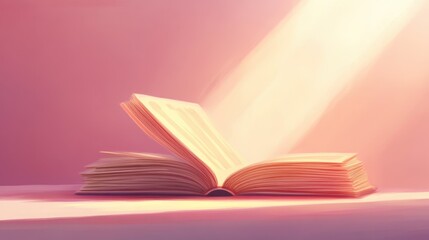 Livre ouvert illuminé par une lumière divine