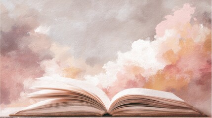 Livre ouvert sur fond de ciel nuageux