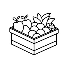 Fruit Crate Line Art Icon